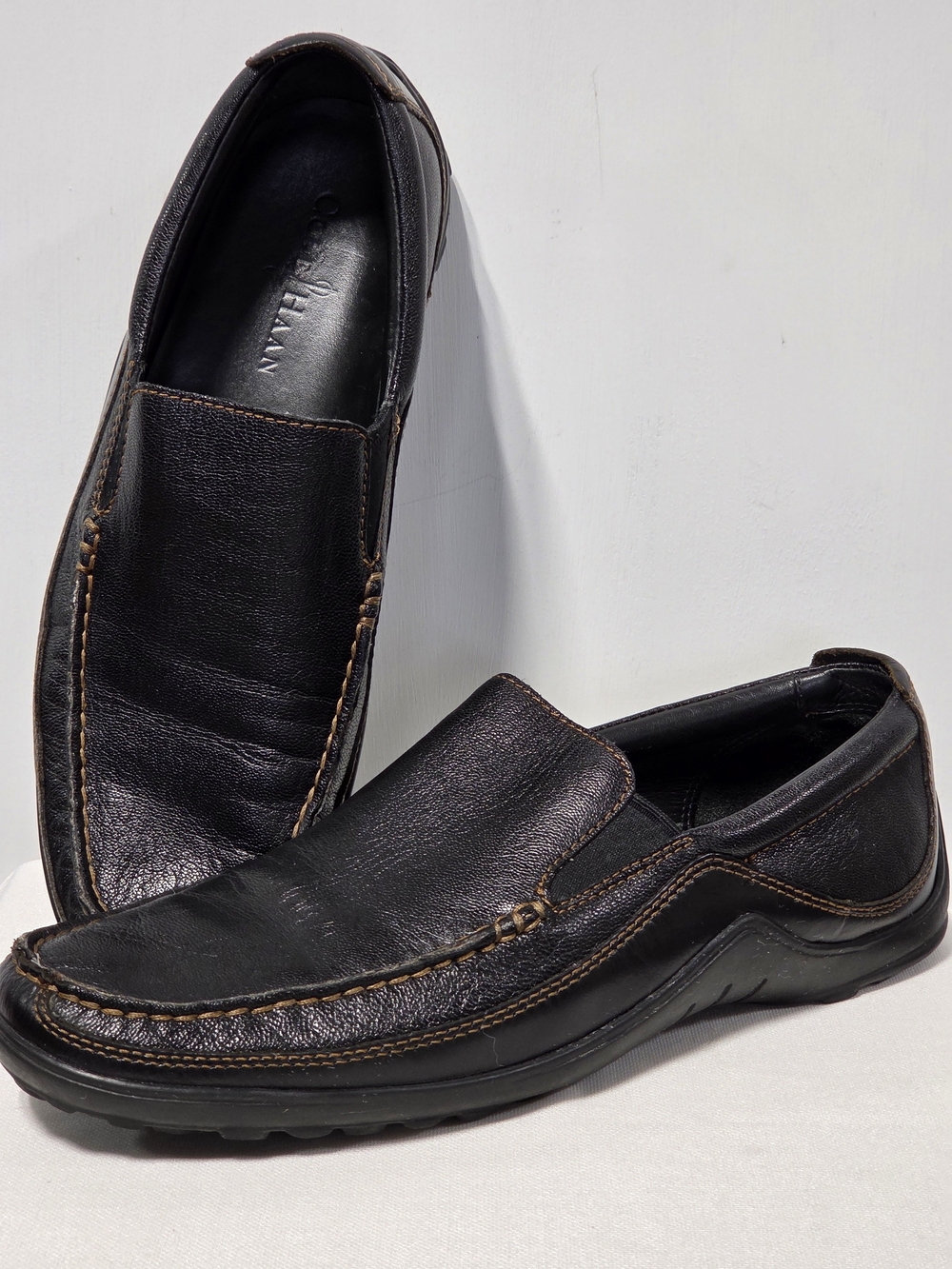 Cole Haan Tucker Venetian Loafers Men's Black Leather Slip On Size-9.5 M